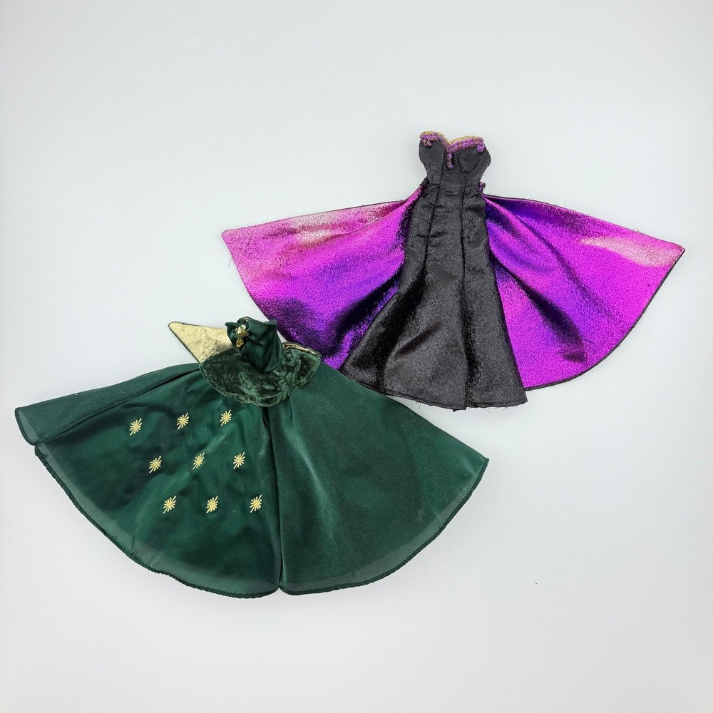 Vintage Barbie Doll Gown Lot Green Gold Starburst & Black Purple Sequin Dress